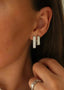 Diamond Rectangle Hoops Small Silver - Øredobber