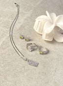 Sun Wave Earrings Olive Silver - Øredobber