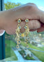 Daisy Flower Earrings Blue Gold