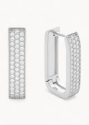 Diamond Rectangle Hoops Large Silver - Øredobber