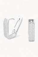 Diamond Rectangle Hoops Small Silver - Øredobber