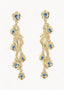 Daisy Flower Earrings Blue Gold - Øredobber