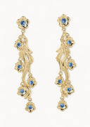 Daisy Flower Earrings Blue Gold - Øredobber