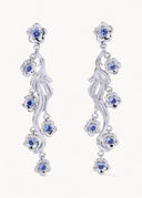 Daisy Flower Earrings Blue Silver - Øredobber