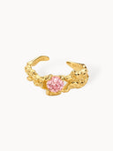 Melodie Ring i 18K gullforgylt sølv med rosa cubic zirconia, justerbar ring fra LOULOUIS