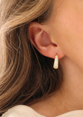 Dome Pave Hoops Medium Gold
