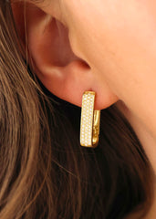 Diamond Rectangle Hoops Large Gold