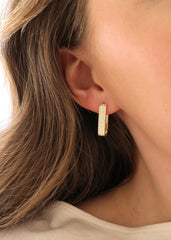 Diamond Rectangle Hoops Large Gold