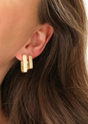 Diamond Rectangle Hoops Large Gold - Øredobber