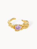 Melodie Ring i 18K gullforgylt sølv med lavendel cubic zirconia, justerbar ring fra LOULOUIS