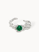 Melodie Ring i 925 sølv med grønn cubic zirconia, justerbar ring fra LOULOUIS