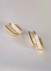 Diamond Rectangle Hoops Large Gold