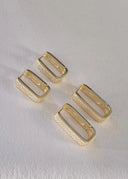 Diamond Rectangle Hoops Large Gold - Øredobber