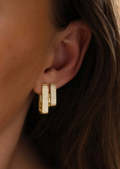 Diamond Rectangle Hoops Large Gold