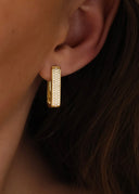 Diamond Rectangle Hoops Large Gold - Øredobber