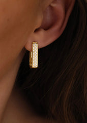 Diamond Rectangle Hoops Large Gold