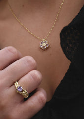 Lykkeblomst Necklace Lavender Gold