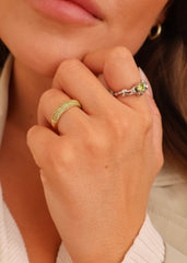 Dome Pave Ring Olive Gold