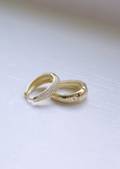 Dome Pave Hoops Medium Gold