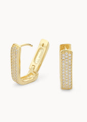 Diamond Rectangle Hoops Small Gold