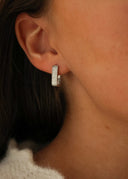 Diamond Rectangle Hoops Small Silver - Øredobber