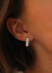 Diamond Rectangle Hoops Small Silver