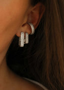 Diamond Rectangle Hoops Small Silver - Øredobber