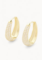 Dome Pave Hoops Medium Gold