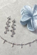 Daisy Flower Earrings Blue Silver - Øredobber