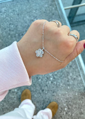 Lykkeblomst Necklace White Silver