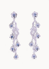 Daisy Flower Earrings Blue Silver - Øredobber