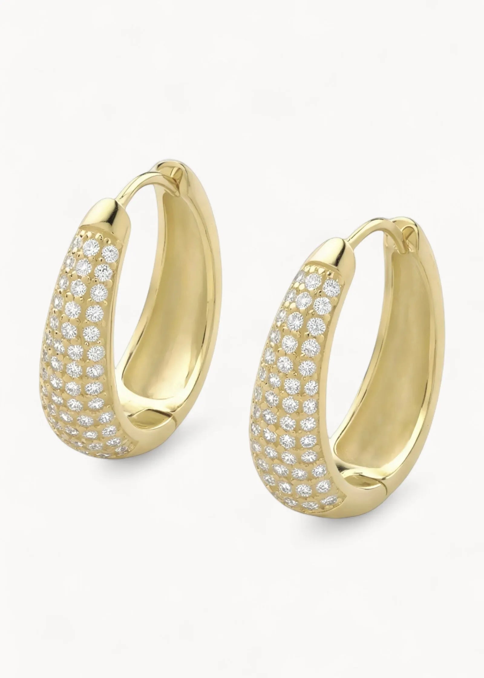 Dome Pave Hoops Medium Gold - Øredobber