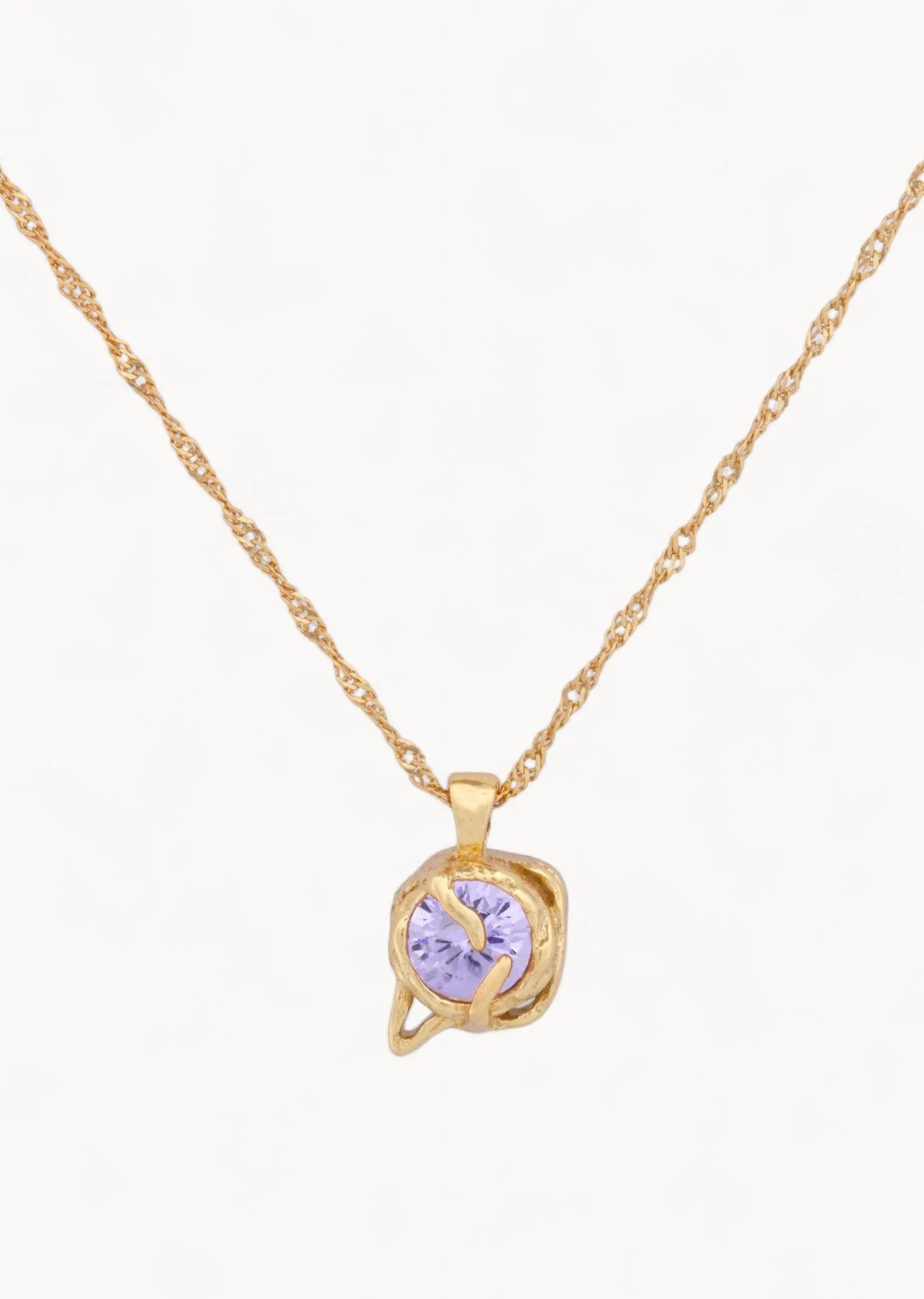 Lykkesten Necklace Lavender Gold - Halskjede